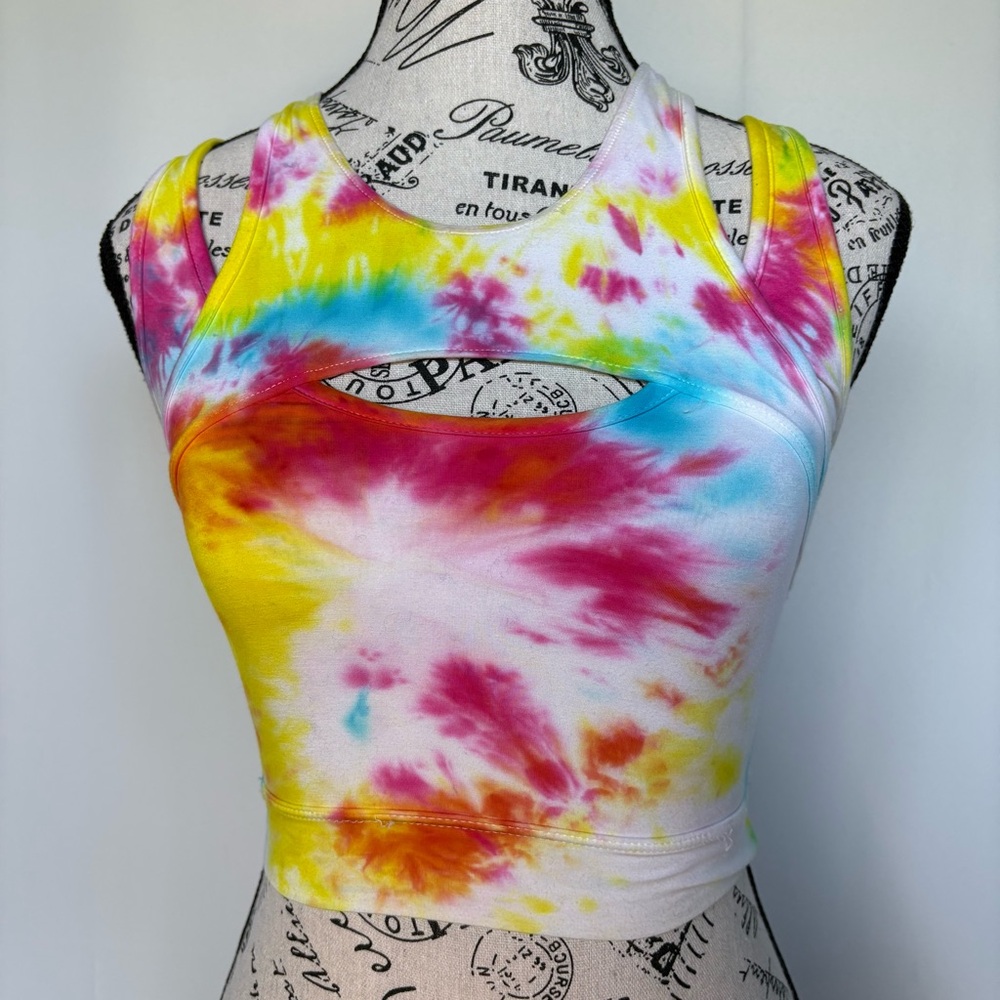 Helmut Lang cutout detail micromodal tie dye bra crop top size P XS - Picture 4 of 15